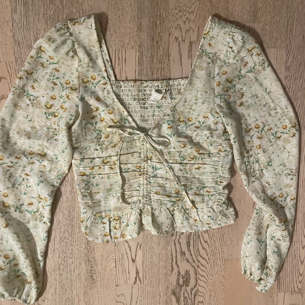 H&M Floral Ruched Top
